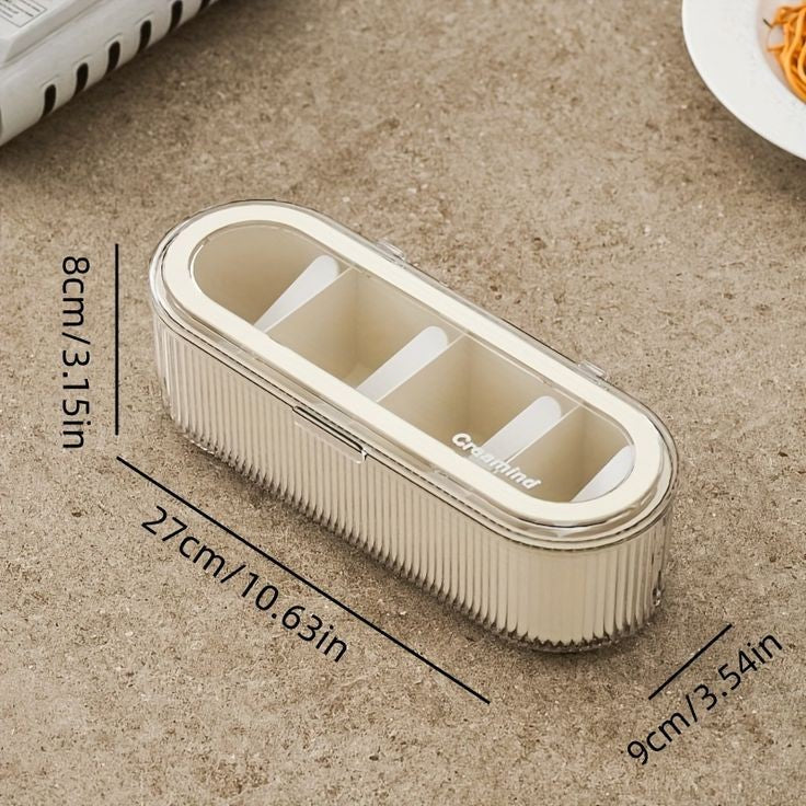 Multi Compartment Spice Box with Spoons & Lid