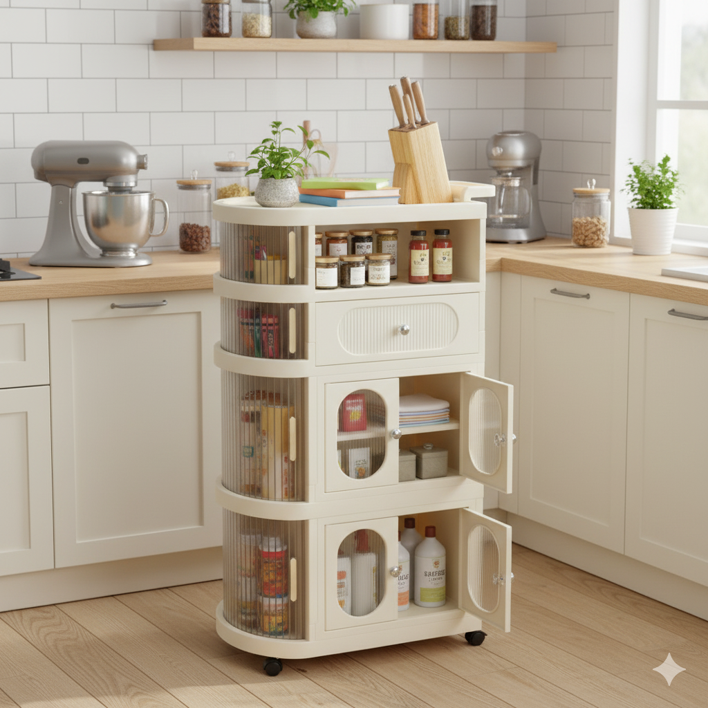 4-Tier Freestanding Storage Organizer with Wheels