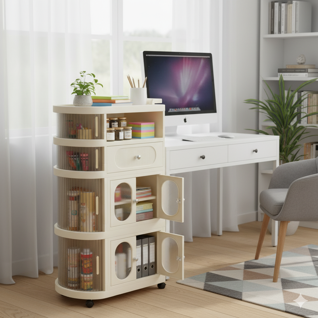 4-Tier Freestanding Storage Organizer with Wheels