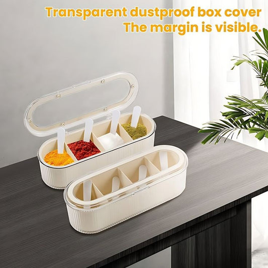 Multi Compartment Spice Box with Spoons & Lid